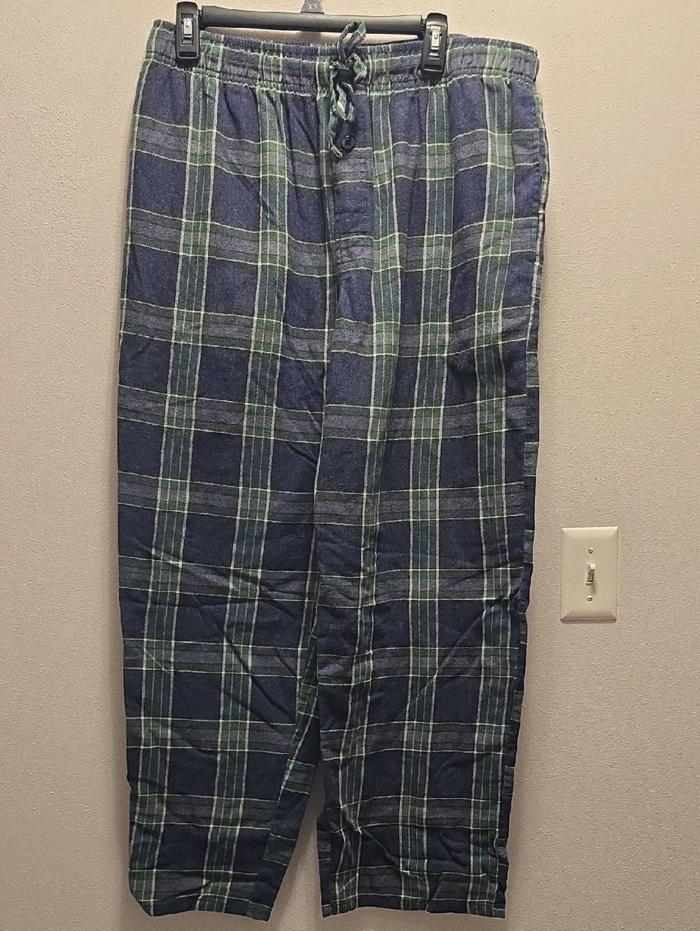 Fruit of the Loom Blue and Green Plaid Men's Lounge Pants